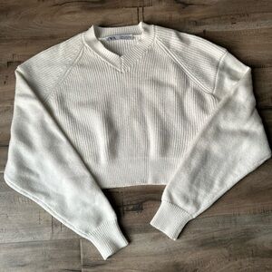 Zara Wonens White Cropped Sweater